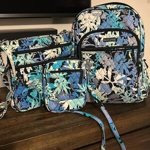 Vera Camo Floral backpack, triple zipper cross body, small hipster purse